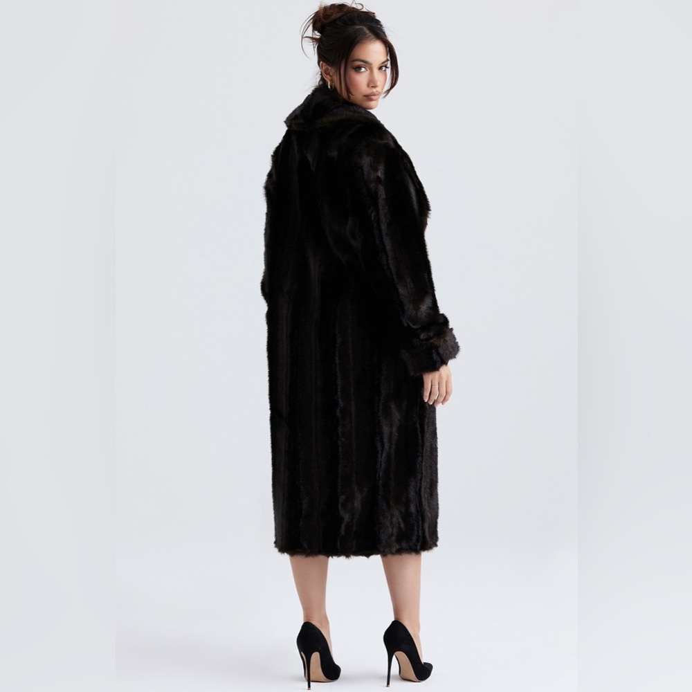 House of CB CALLIE Dark Brown Faux Fur Coat | Size L | Like New - Picture 5 of 15